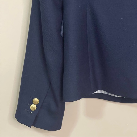 J. Crew Factory Schoolboy Blazer 8 Navy Wool Blend Gold Buttons Office NEW! - Picture 7 of 10